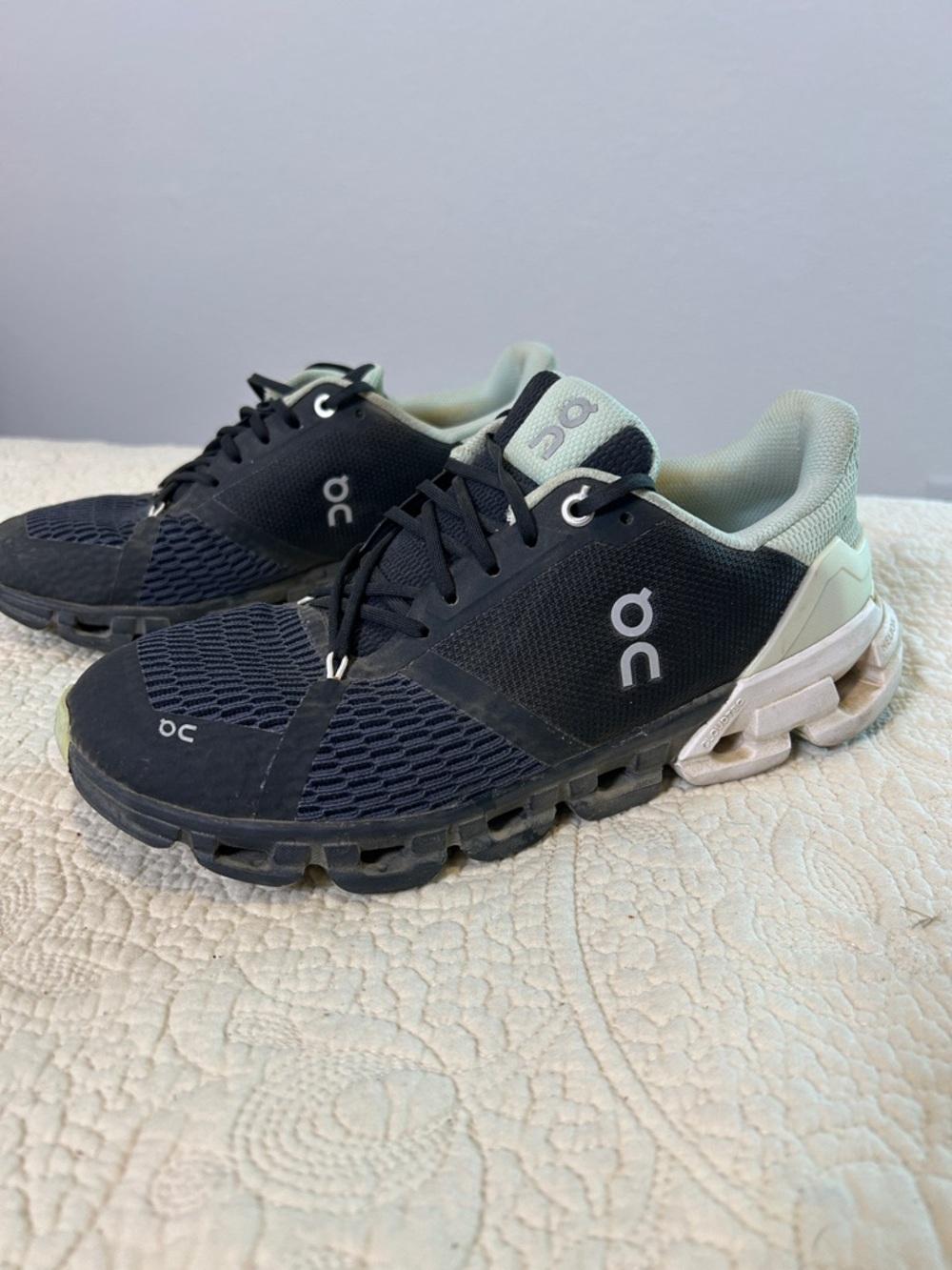 On Running Women's Black and Mint Cloud Running Sneakers